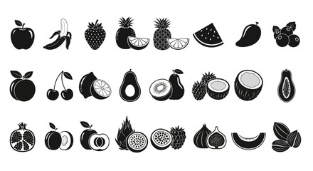 Minimalist Tropical Fruit Silhouettes Line Art Collection for Modern Design