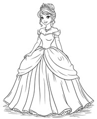 Coloring for children and adults, fairy princess.