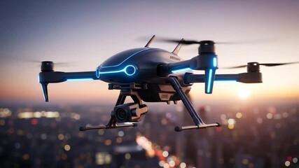 Futuristic Drone Technology for Urban Surveillance and Delivery Services. - Powered by Adobe