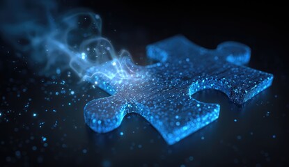 Abstract digital puzzle piece glowing with ethereal light