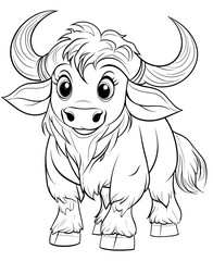 Obraz premium Coloring for children and adults, coloring of the animal world, bull.