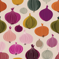 Fototapeta premium Onion Minimalist Vector Pattern Background Design Illustration