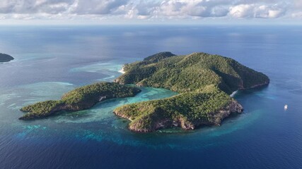The beautiful island of Pulau Tellang, lies east of Alor, Indonesia. This area in the Banda Sea is known for its diverse coral reefs and spectacular scuba diving and snorkeling.