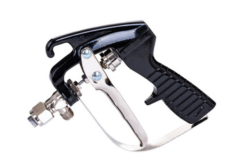 Professional metal spray gun isolated on white — ideal for industrial design, woodworking,...