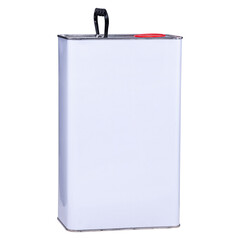 Metal Paint Tin with Handle Isolated on White Background, Industrial Packaging and Product Container, perfect for packaging design, branding mockups, industrial storage, chemical containers