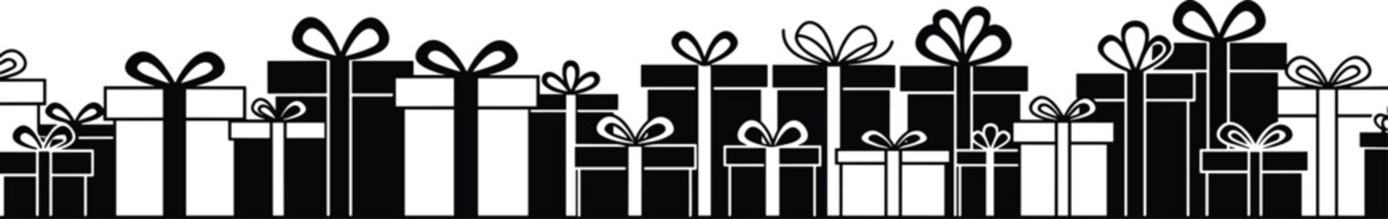 Christmas, Holiday, Festive, Winter, Gift, Present, Box, Ribbon, Bow, Package, Celebration, Season, Symbol, Silhouette, Vector, Illustration, Artwork, Design, Style, Decorationv