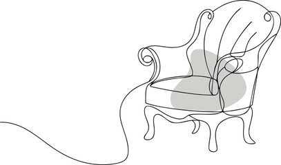 Elegant armchair with ornate details furniture single line drawing