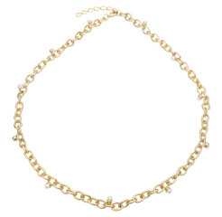 Neckless golden chain isolated on white background
