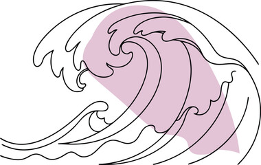 Flowing wave crests with pastel accent ocean water