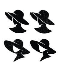 Modern Woman in Hat Silhouette Design.