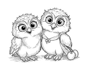 Obraz premium Coloring for children and adults, coloring of the animal world, birds.