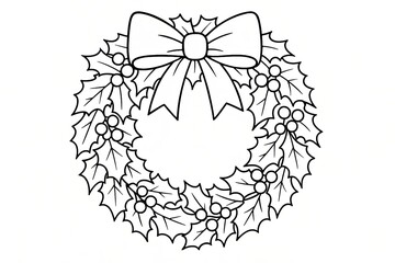 Coloring page for children and adults, coloring page Christmas wreath.