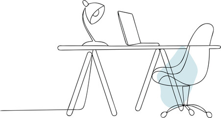 Desk lamp laptop chair minimal line art office
