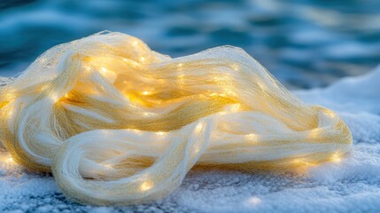 Delicate golden threads shimmering with warm yellow lights