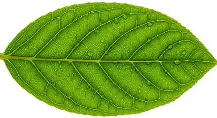 Obraz premium Fresh green leaf with water droplets glistening offers natural beauty and vibrant growth