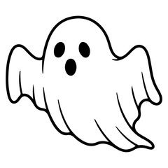 Cute Ghost Illustration Simple Halloween Design for Children Spooky yet Adorable Cartoon Character Perfect for Greeting Cards Invitations and Party Decorations