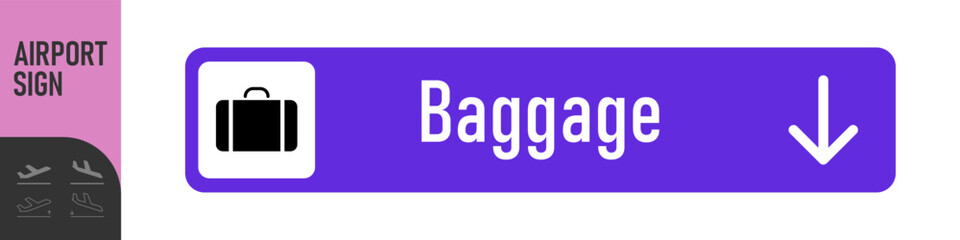Airport Sign. Arrivals, departures, baggage and transfer - information board signs. Check in, information panel on the direction of arrivals and departures at airports. Takeoff and landing airplane