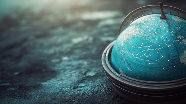 Intricate antique celestial globe depicting star constellations