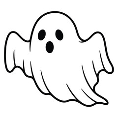 Spooky Halloween Ghost Illustration with Bold Outline and Startled Expression Perfect for Seasonal Designs and Creative Projects this October