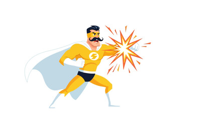 Retro styled superhero with powerful punch illustration for graphic design and marketing uses
