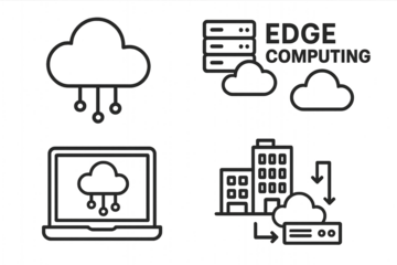 Cloud computing and edge computing diagram for technology concepts.