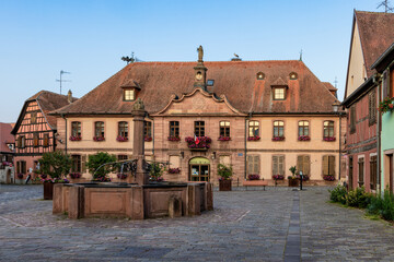 The beautiful City Hall of Bergheim in Alsace, France 