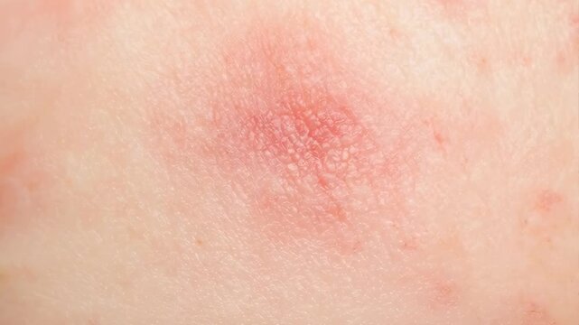 Macro Shot of Red Inflamed Skin Lesion with Dry Scaly Patches Showing Dermatological Condition Close Up Medical Healthcare Concept