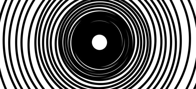 Psychedelic Warped Lines Optical Illusion Texture. Abstract Geometric Background Vector Design. Black and White Modern Pattern Op Art Illustration.