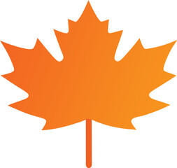 Vibrant orange maple leaf symbol with a white background
