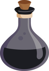 Dark potion in a vintage glass bottle with cork stopper