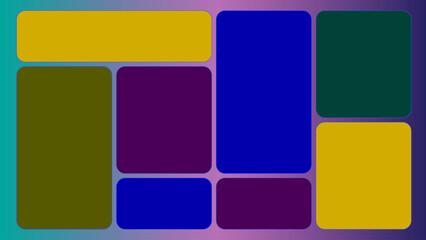 Colorful rounded rectangles arranged in a grid on a gradient background abstract