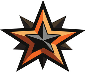 Fototapeta premium Abstract geometric starburst with orange and black tones