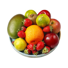 Collection of various health fresh fruit placed on a white transparent background image