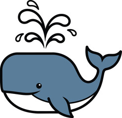 Obraz premium Whale ocean marine life mammal sea animal aquatic wildlife nature cartoon drawing