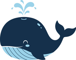 Obraz premium Whale ocean sea marine mammal animal wildlife nature aquatic cartoon illustration