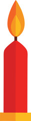 Stylized illustration of a red candle with an orange conical hat