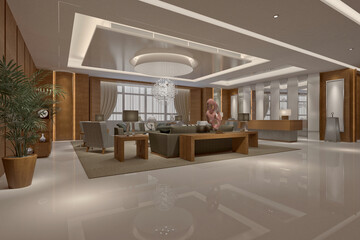 3d render reception lobby seat area