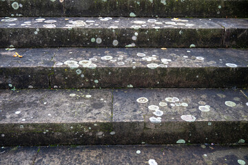 Mit Vogelkot verschmutzte Steintreppe