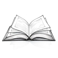 Hand drawn open book illustration with blank pages