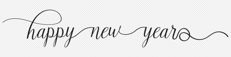 HAPPY NEW YEAR  black vector brush calligraphy banner