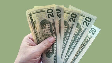 American or US dollars in form of a bunch of fifty and twenty dollar bills - money in the USA