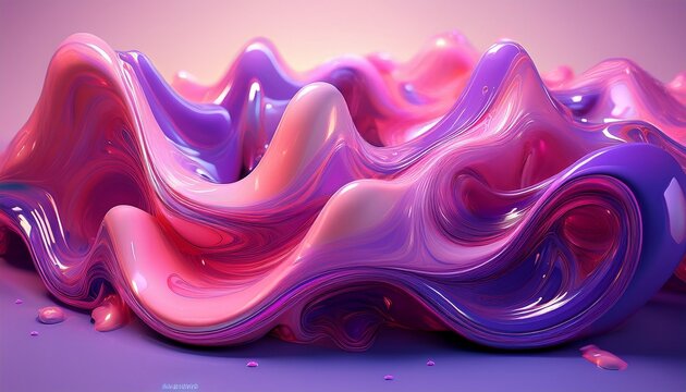 colorful abstract slime shape in pink and purple colors with smooth fluid texture