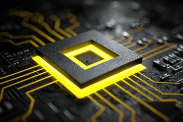 Close-up of a glowing circuit board