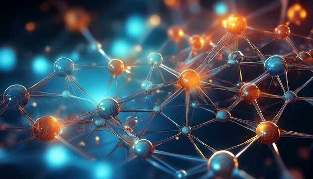 microscopic view of a molecular structure atoms connected by bonds forming a lattice network