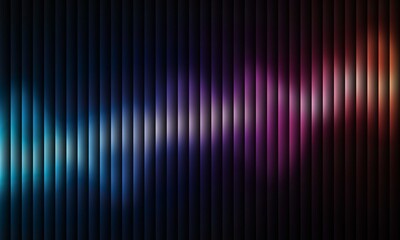 Ribbed glass gradient background with blue, magenta, and amber light transitions, abstract curved luminous design texture