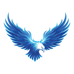 Obraz premium A vibrant blue illustration of an eagle with outstretched wings, isolated on white background the eagle is depicted in a stylized and dynamic pose