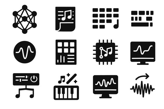 Generator tempo music tools network progression chip predictor ai pattern icon vector