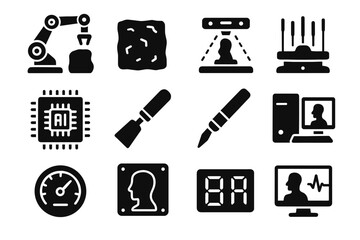 Fototapeta premium Chip sensor frame slab array sculptor meter digital vector art icon ai