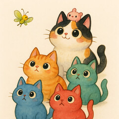 Fototapeta premium set of funny cartoon cats