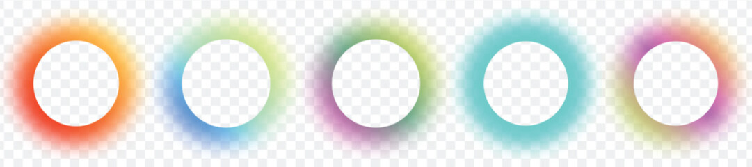 Shining circle frame with gradient isolated on transparent background. Fluid vivid color gradients collection